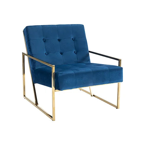 Carman Arm Chair Blue Velvet - Furniture
