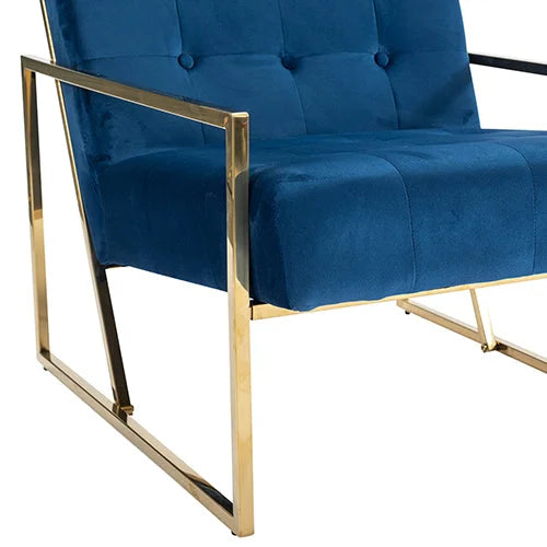 Carman Arm Chair Blue Velvet - Furniture
