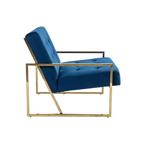Carman Arm Chair Blue Velvet - Furniture