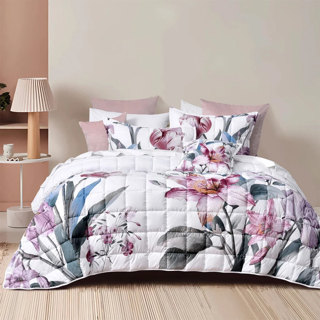 Carmela White Polyester Bedspread Set - Single - Home &