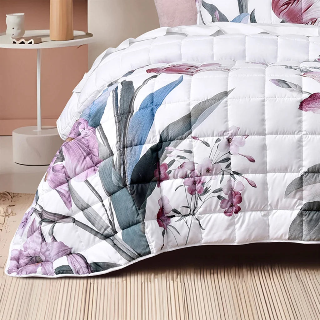 Carmela White Polyester Bedspread Set - Single - Home &