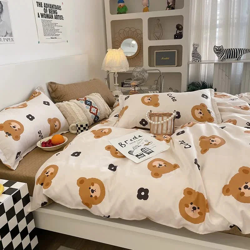 Cartoon Bear 4-Piece Bedding Set with Comforter