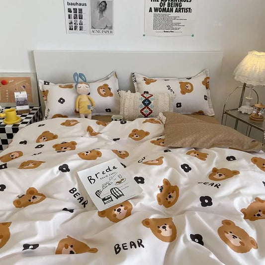 Cartoon Bear 4-Piece Bedding Set with Comforter