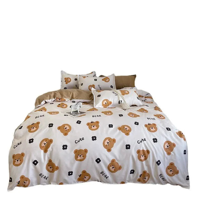 Cartoon Bear 4-Piece Bedding Set with Comforter