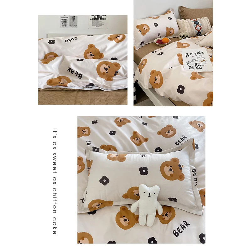 Cartoon Bear 4-Piece Bedding Set with Comforter