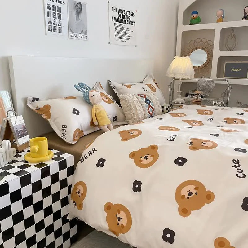 Cartoon Bear 4-Piece Bedding Set with Comforter