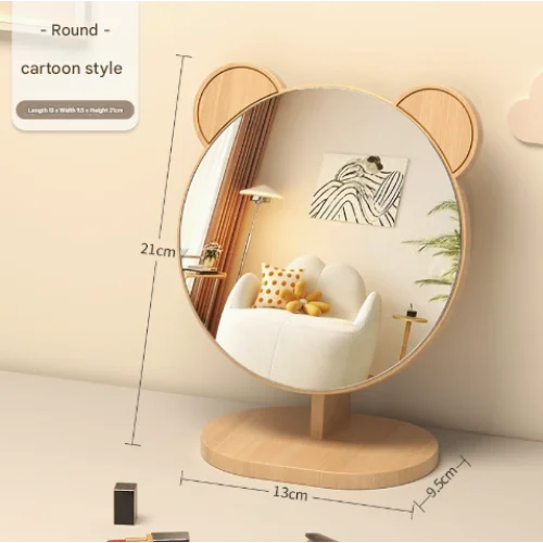 Cartoon Bear Ear Glasses Tabletop Makeup Mirror - Large