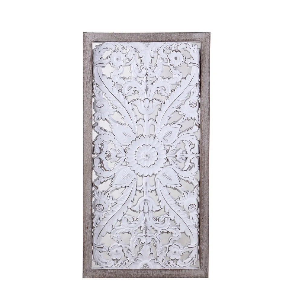 Carved Rectangle Decorative Wall Art 82cm - Home & Garden >