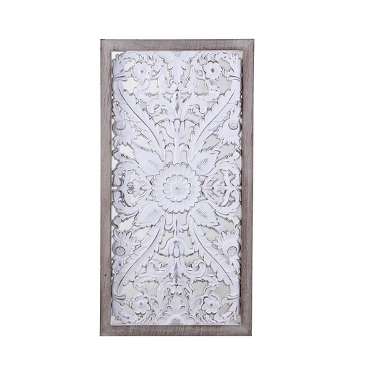 Carved Rectangle Decorative Wall Art 82cm - Home & Garden >