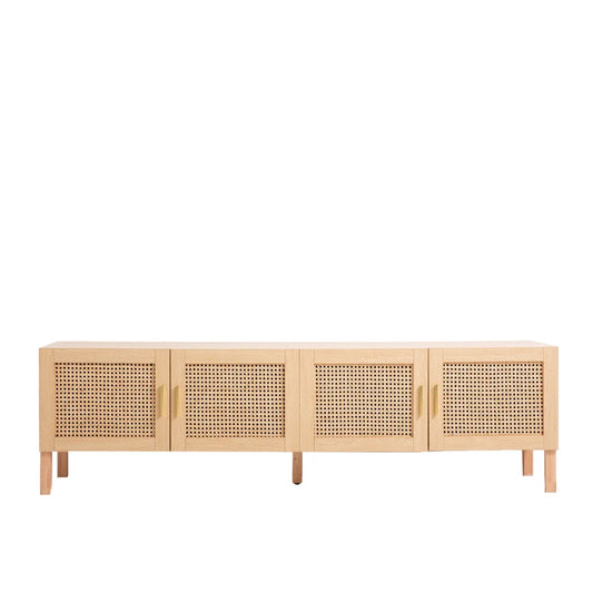 Rattan storage cabinet with drawer storage and cupboard doors