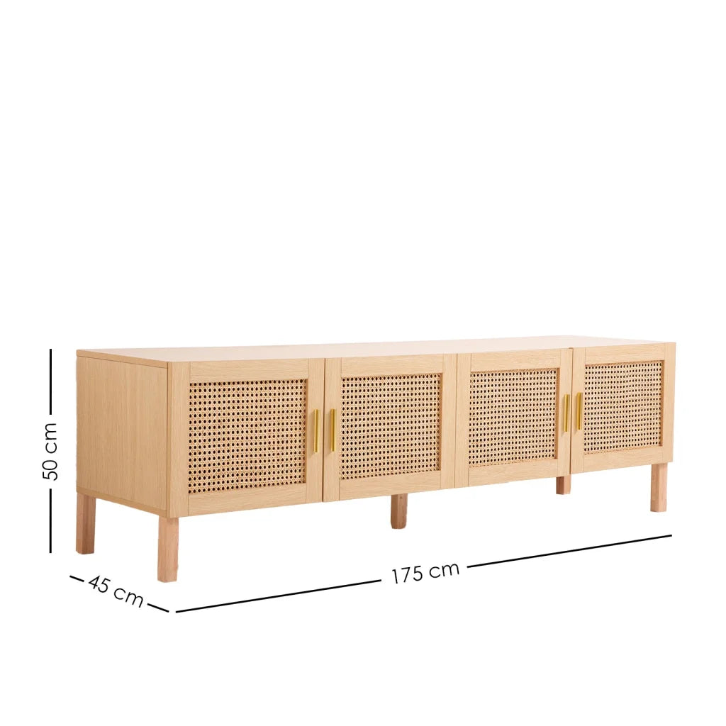 Casa Decor Santiago Rattan Entertainment Unit TV Stand Cabinet
