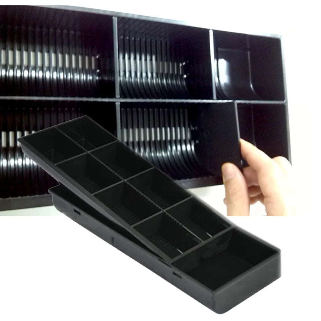 Cash Tray 4 Bills 8 Coins with Lockable Lid Heavy Duty Spare Tray - Black - Premium