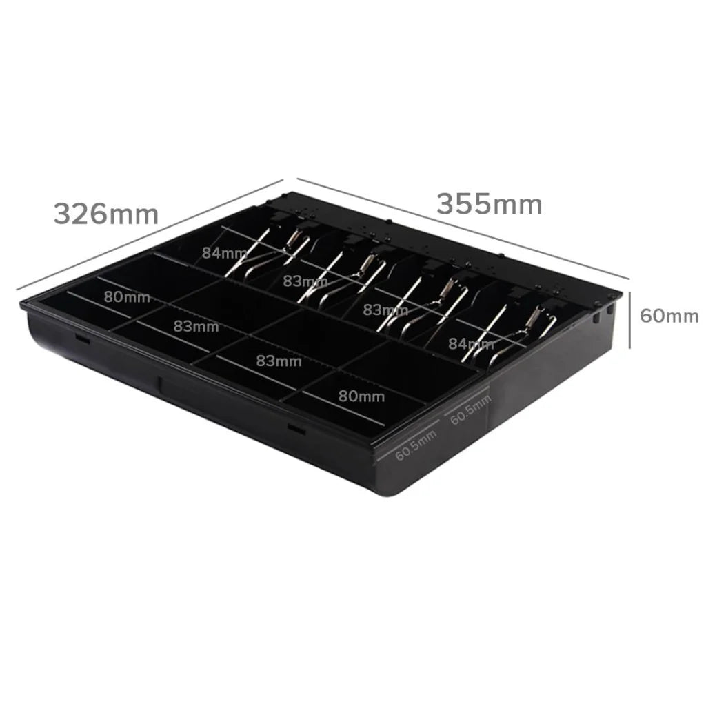 Cash Tray 4 Bills 8 Coins with Lockable Lid Heavy Duty Spare Tray - Black - Premium