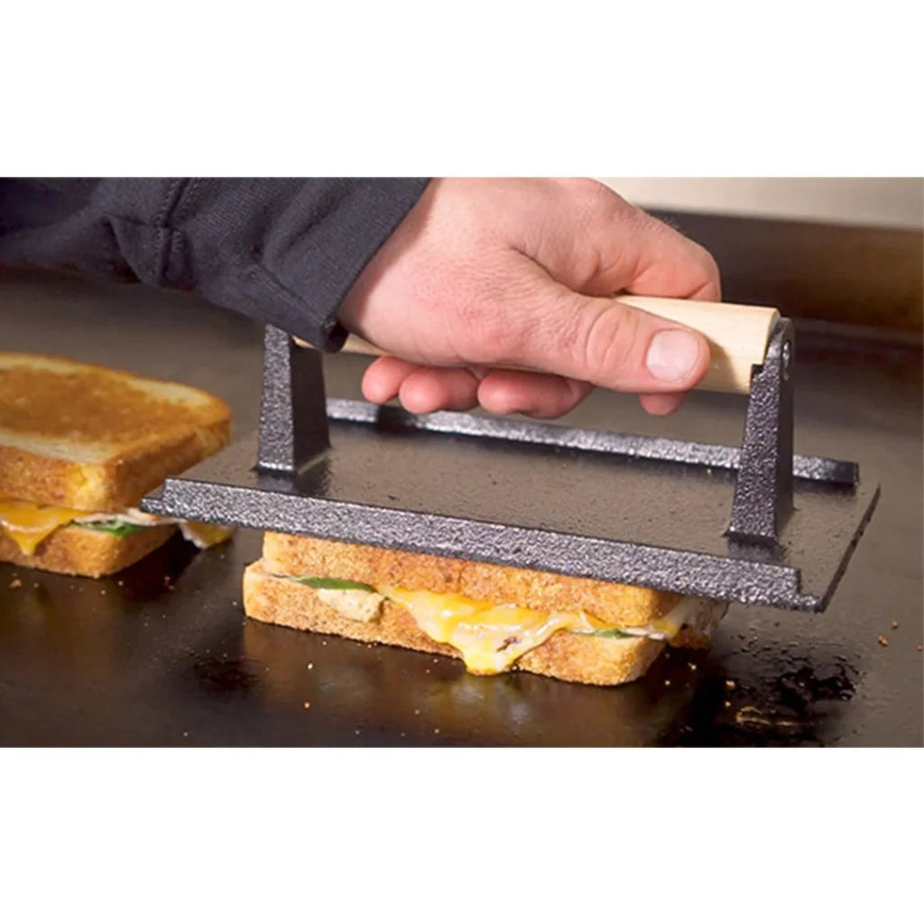 Cast Iron Bacon Press Premium Meat Steak Grill BBQ Weight with Wood Handle