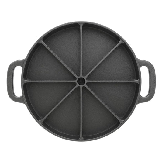 Cast Iron Baking Wedge Pan 21.5CM Round Cornbread Cake 8-Slice Baking Dish with Handle