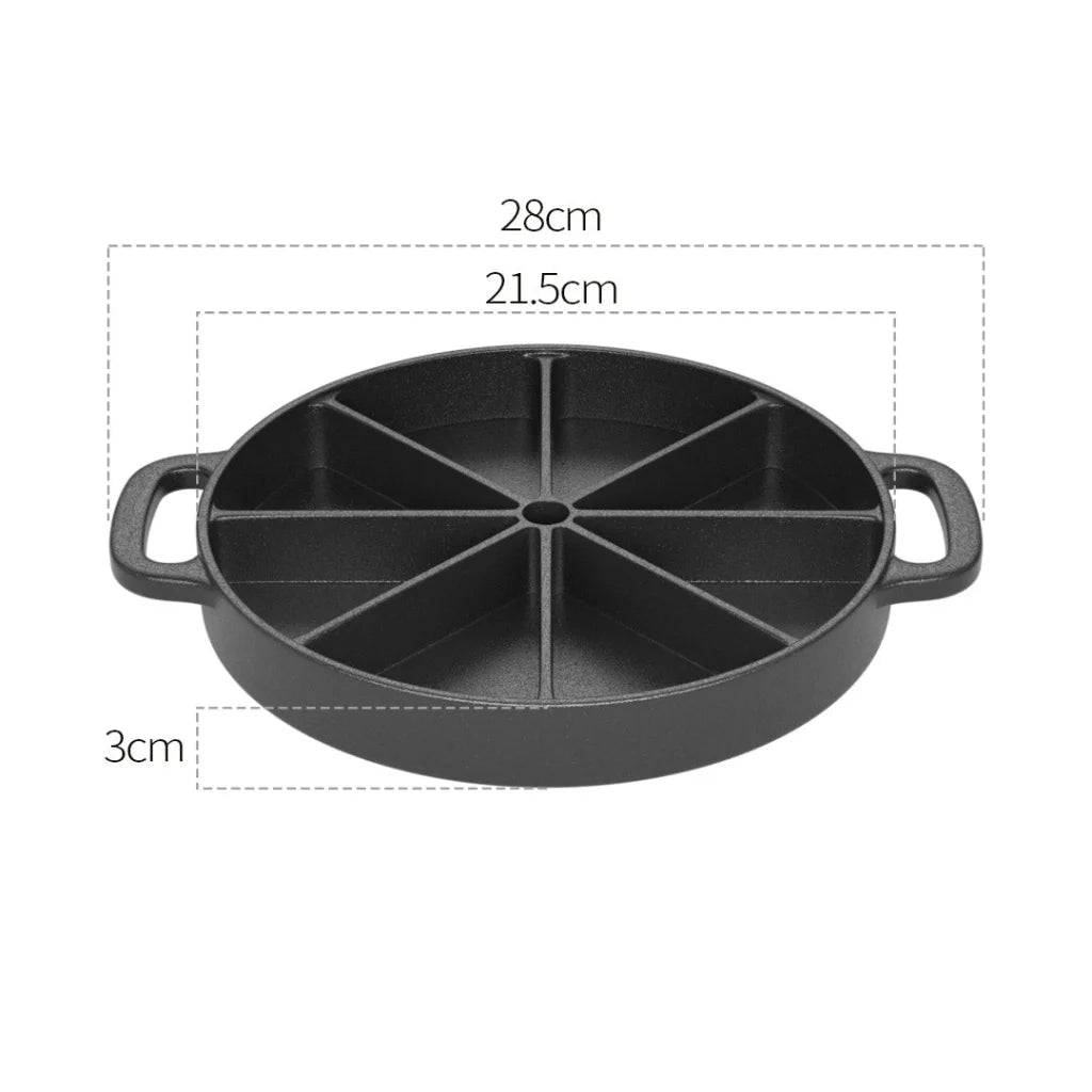 Cast Iron Baking Wedge Pan 2X 21.5CM Round Cornbread Cake 8-Slice Baking Dish with Handle