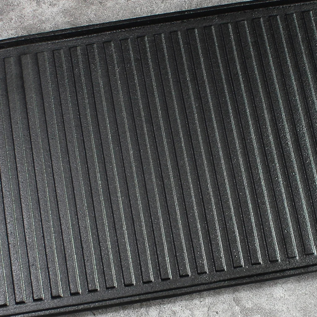 Cast Iron BBQ Grill Plate 2X 45cm Rectangular Portable Fry Cooking Pan Tray with Handle