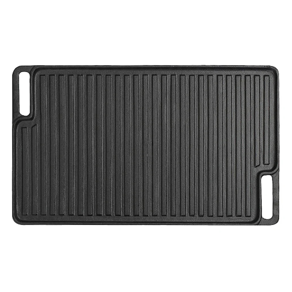 Cast Iron BBQ Grill Plate 45cm Rectangular Portable Fry Cooking Pan Tray with Handle