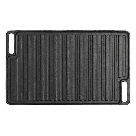 Cast Iron BBQ Grill Plate 45cm Rectangular Portable Fry Cooking Pan Tray with Handle