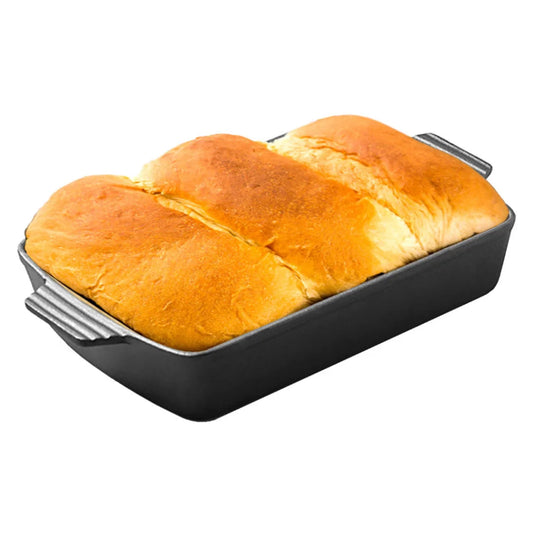 Cast Iron Bread Cake Baking Dish Premium 38cm Rectangle Lasagna Roasting Pan
