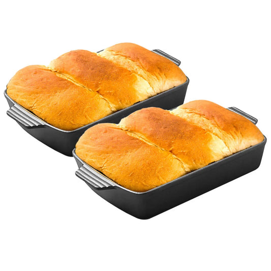 Cast Iron Bread Cake Baking Dish Set Premium 2X 38cm Rectangle Lasagna Roasting Pan