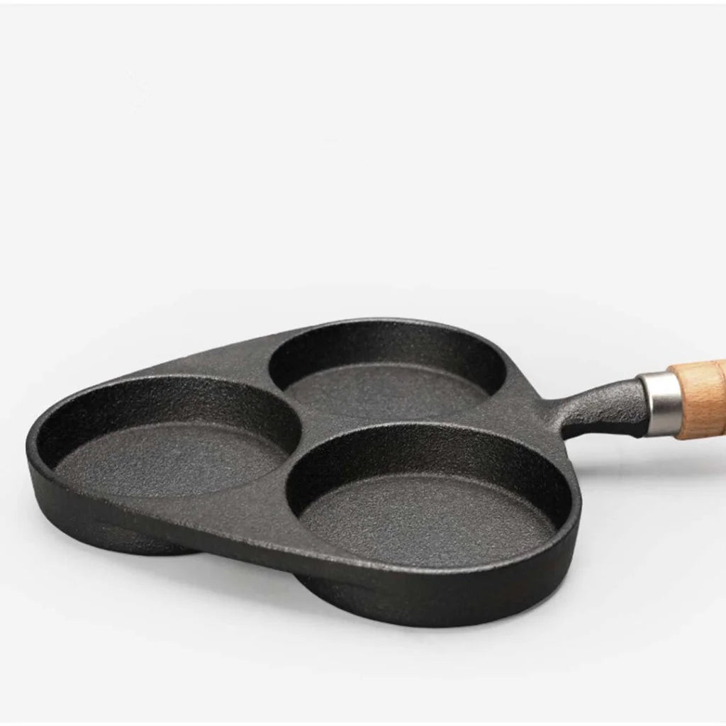 Cast Iron Breakfast Pan Premium 3 Mold Pancake Omelette Fry Skillet