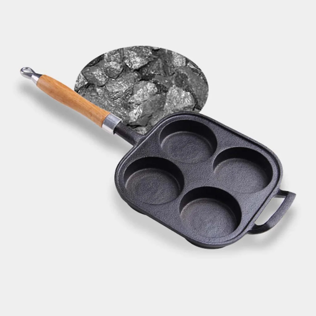Cast Iron Breakfast Pan Premium 4 Mold Pancake Omelette Fry Skillet