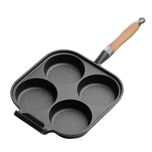 Cast Iron Breakfast Pan Premium 4 Mold Pancake Omelette Fry Skillet