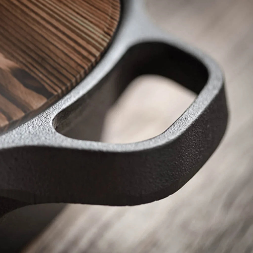 Cast Iron Deep Baking Pizza Pan Set Premium 2X 33cm Round Pre-Seasoned Skillet with Wooden Lid