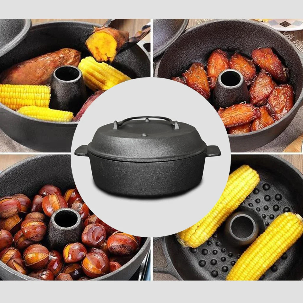 Cast Iron Dutch Oven Premium 28cm Pre-Seasoned Pot with Lid