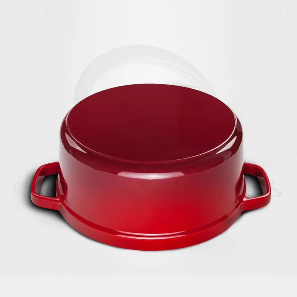 Cast Iron Enamel Porcelain Stewpot Premium 26cm Casserole Cooking Pot with Lid 5L - Red