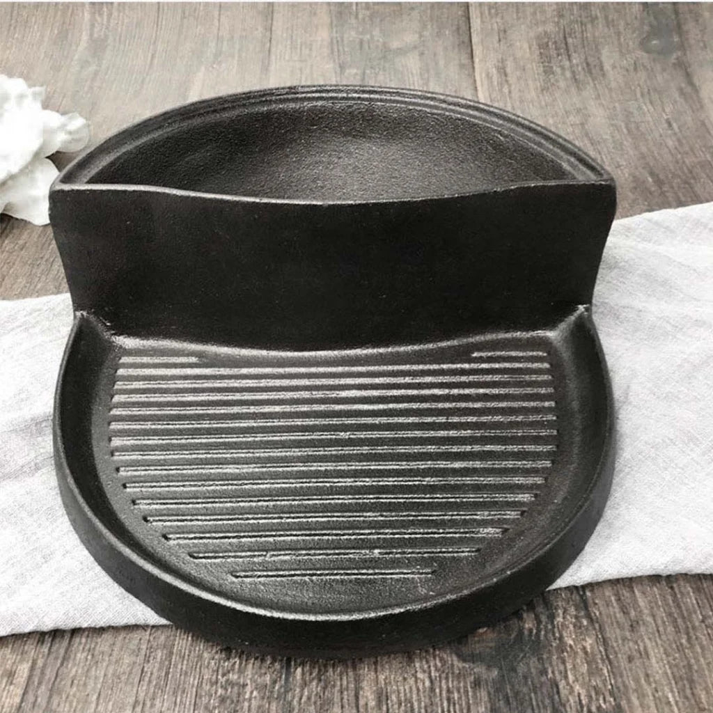 Cast Iron Fry Pan Set Premium 2X 2-in-1 Ribbed BBQ Griddle & Steamboat Hot Pot