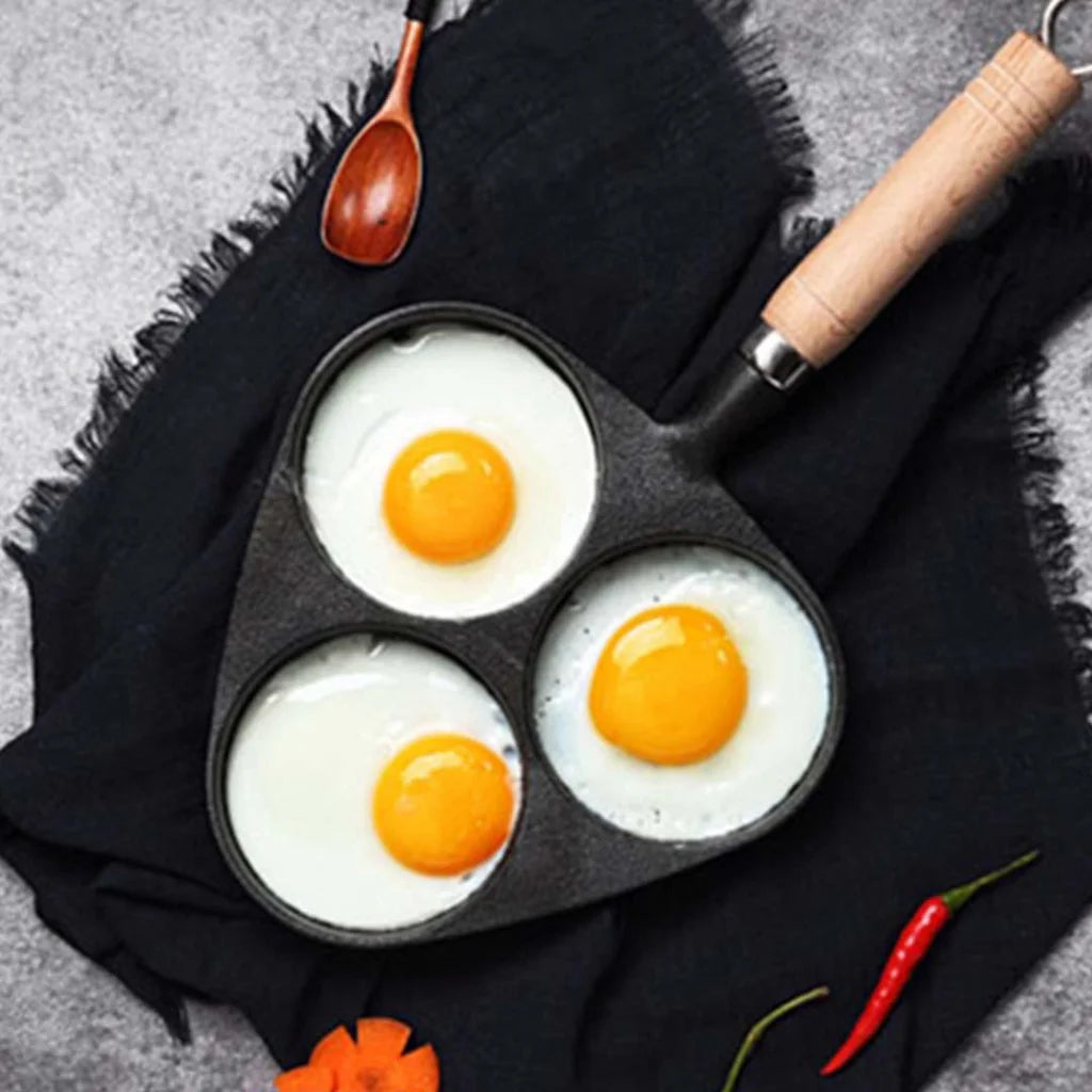 Cast Iron Fry Pan Set Premium 2X 3 Mold Breakfast Pancake Omelette Fry Skillet