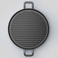 Cast Iron Fry Pan Set Premium 2X 30cm Ribbed Steak Sizzle Skillet Coating Platter