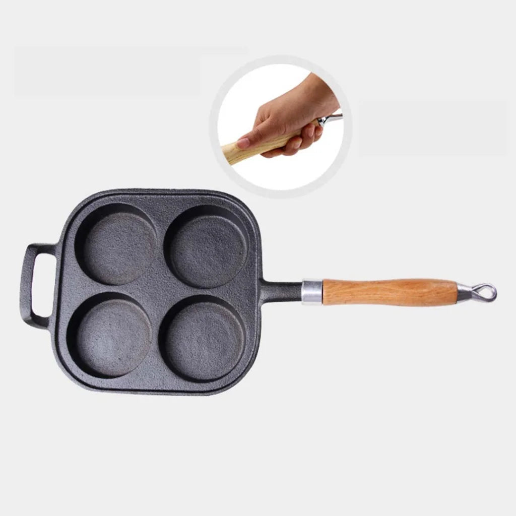 Cast Iron Fry Pan Set Premium 2X 4 Mold Breakfast Pancake Omelette Fry Skillet