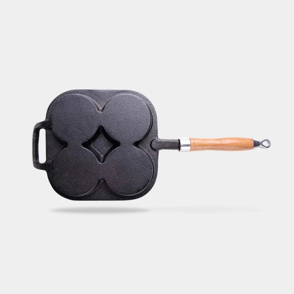 Cast Iron Fry Pan Set Premium 2X 4 Mold Breakfast Pancake Omelette Fry Skillet