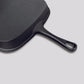 Cast Iron Frying Pan Premium 23.5cm Square Ribbed Skillet Steak Sizzle Platter with Handle