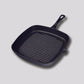Cast Iron Frying Pan Premium 23.5cm Square Ribbed Skillet Steak Sizzle Platter with Handle