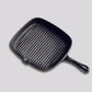 Cast Iron Frying Pan Premium 23.5cm Square Ribbed Skillet Steak Sizzle Platter with Handle