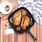 Cast Iron Frying Pan Premium 23.5cm Square Ribbed Skillet Steak Sizzle Platter with Handle