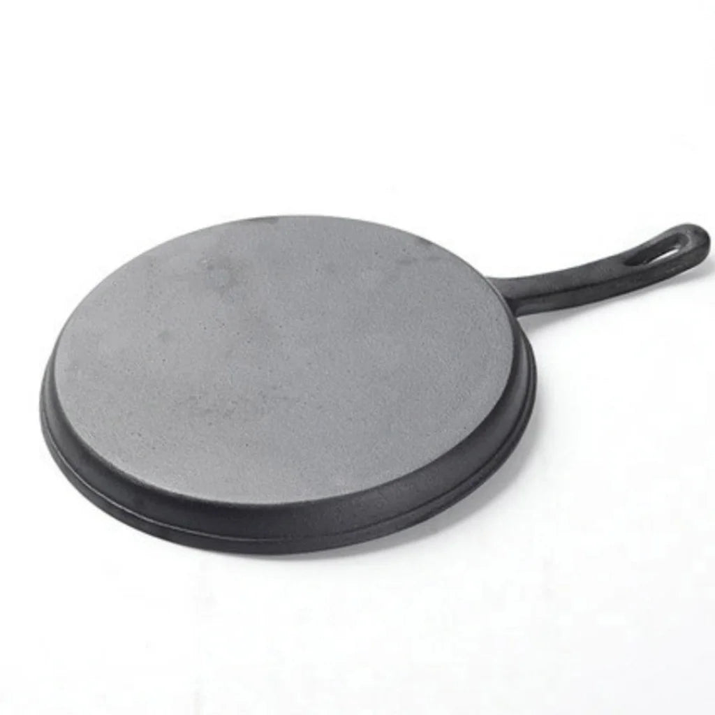 Cast Iron Frying Pan Premium 26cm Round Skillet Griddle Sizzle Platter