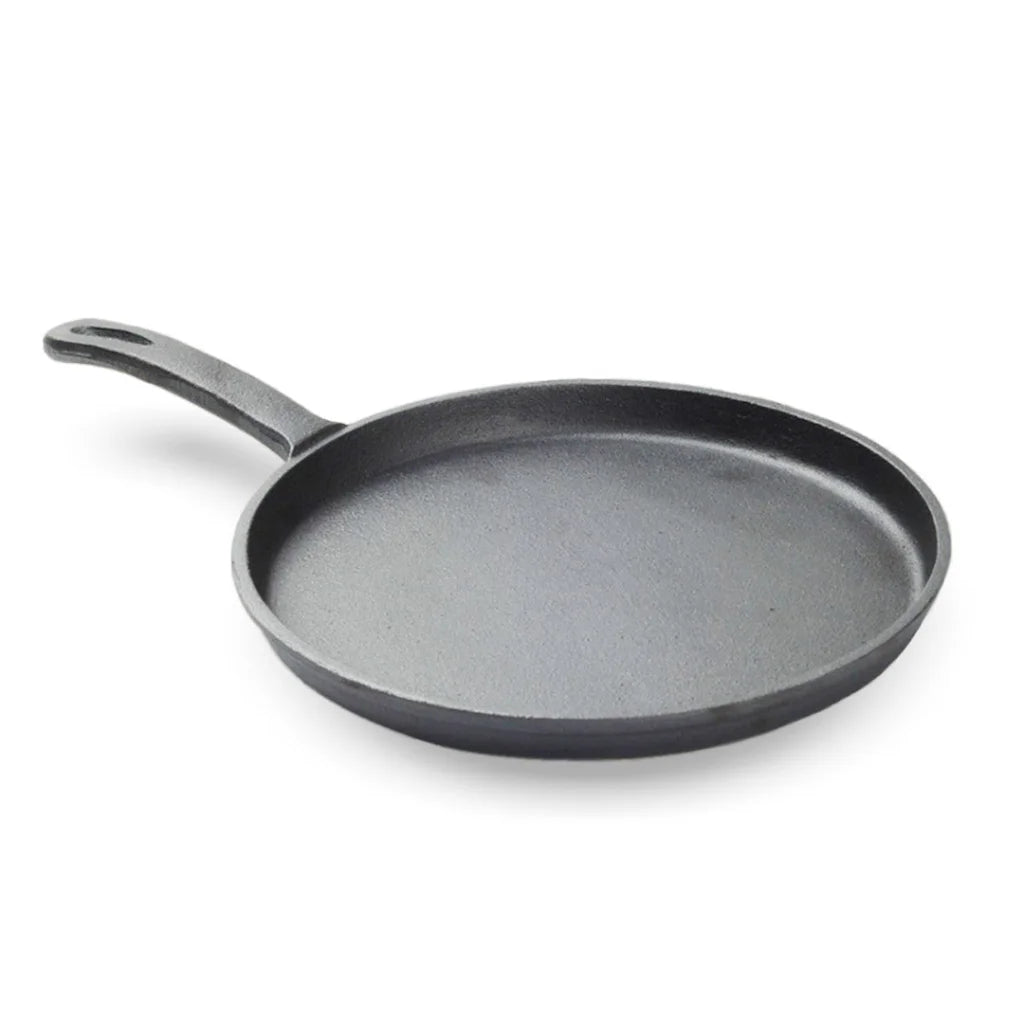 Cast Iron Frying Pan Premium 26cm Round Skillet Griddle Sizzle Platter