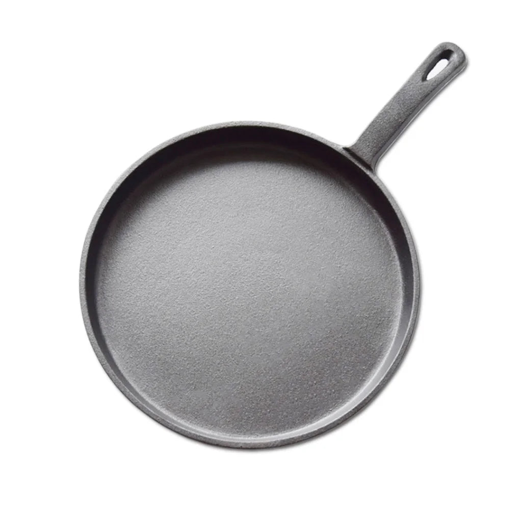 Cast Iron Frying Pan Premium 26cm Round Skillet Griddle Sizzle Platter