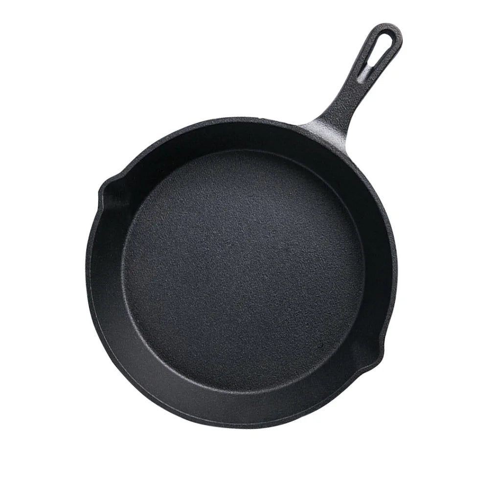 Cast Iron Frying Pan Premium 26cm Round Skillet Steak Sizzle Platter with Handle