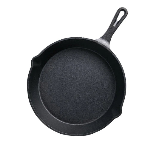 Cast Iron Frying Pan Premium 26cm Round Skillet Steak Sizzle Platter with Handle