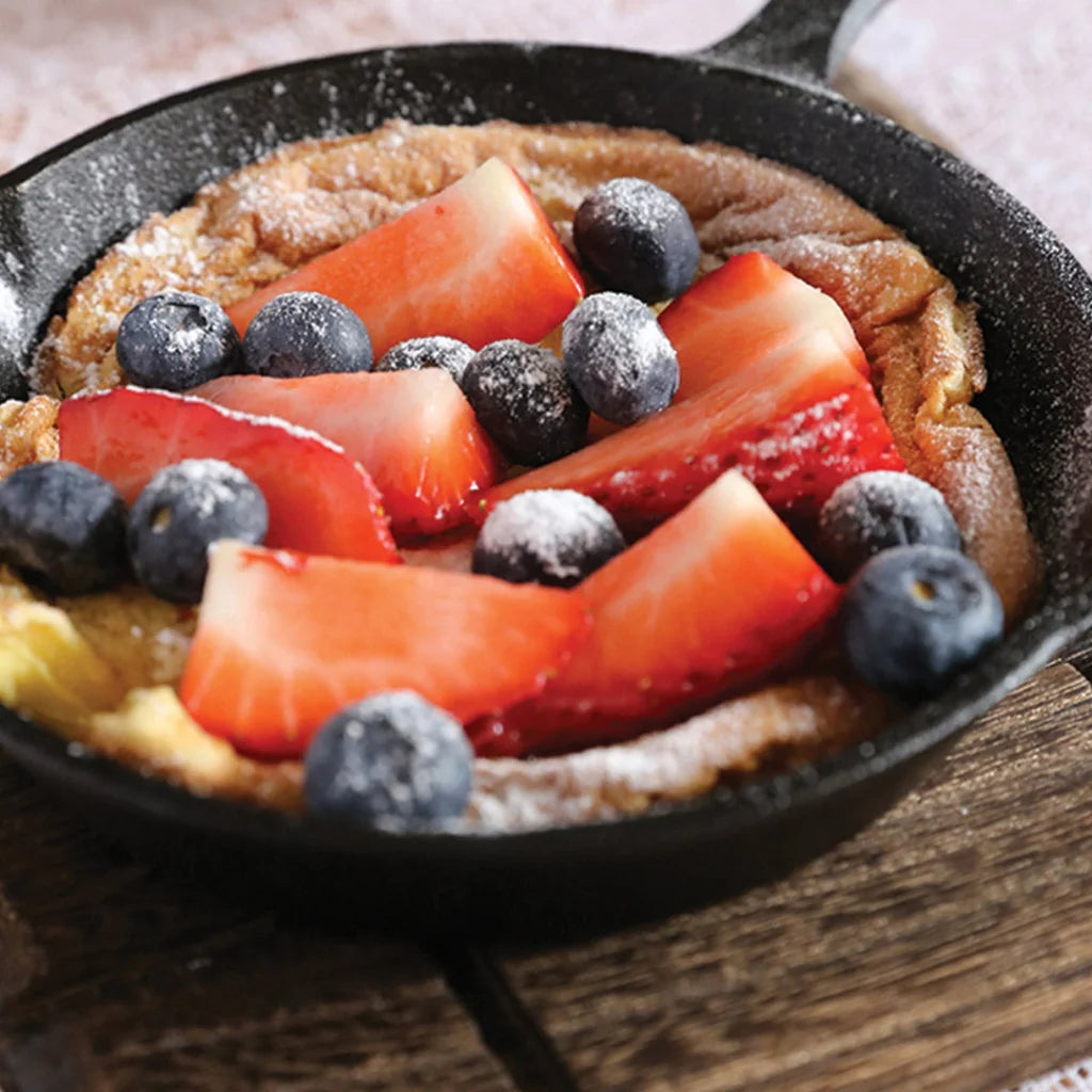 Cast Iron Frying Pan Premium 26cm Round Skillet Steak Sizzle Platter with Handle