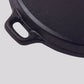 Cast Iron Frying Pan Premium 35cm Round Ribbed Skillet Steak Sizzle Platter with Handle