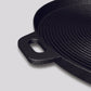 Cast Iron Frying Pan Premium 35cm Round Ribbed Skillet Steak Sizzle Platter with Handle