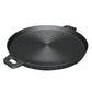 Cast Iron Frying Pan Premium 35cm Round Ribbed Skillet Steak Sizzle Platter with Handle