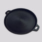 Cast Iron Frying Pan Premium 35cm Round Ribbed Skillet Steak Sizzle Platter with Handle